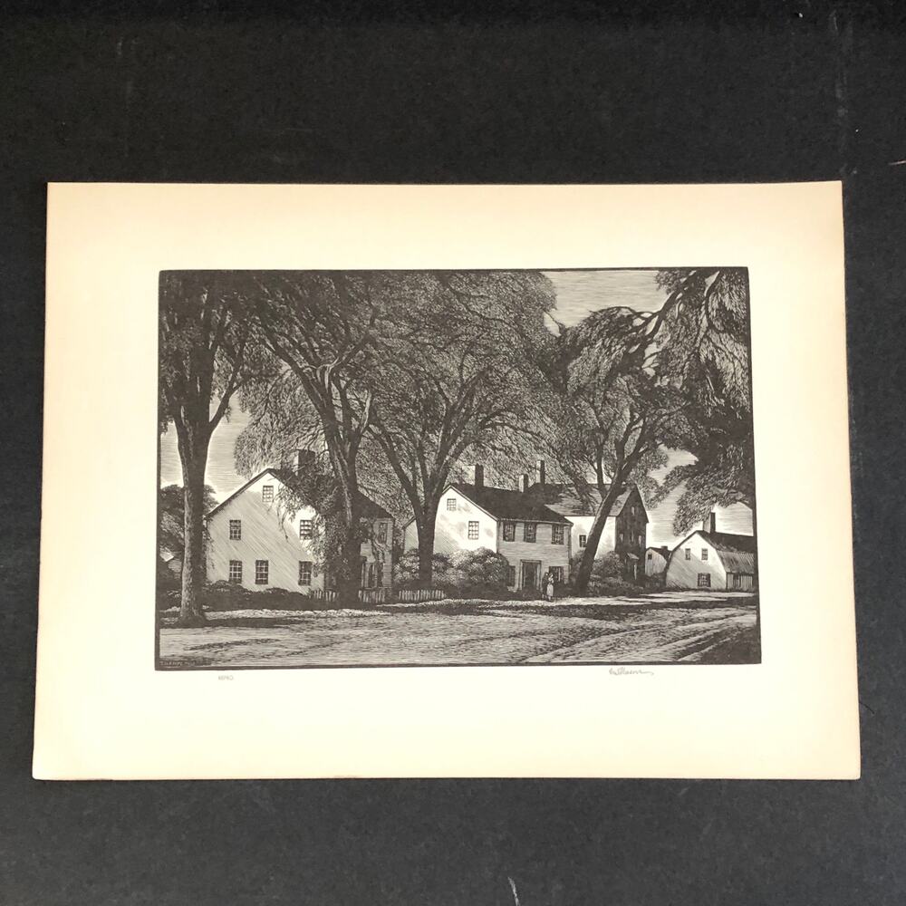 Thomas Nason "Village Street" Town Art 1930s Print Collection Sketch Vintage